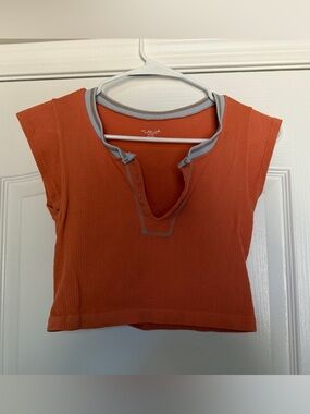 Urban Outfitters Burnt Orange Ribbed Tank with Cream Trim
